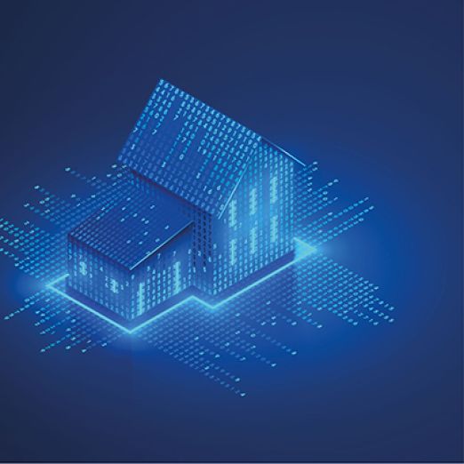 Grafik von einem Haus bestehend aus Zahlen, um die Digitalisierung zu verdeutlichen