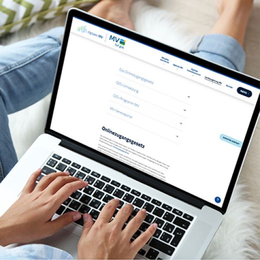 Laptop mit einem Screenshot mit Infos zum Onlinezugangsgesetz